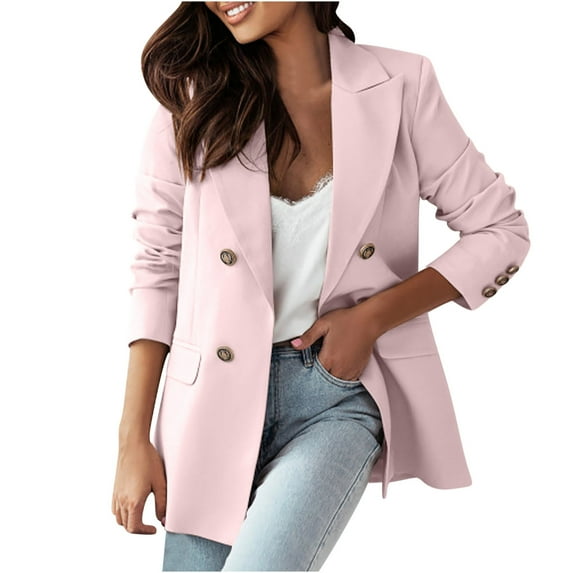 Women Long Sleeve Blazer Solid Color Work Office Open Front Casual Jackets Lightweight Comfy Trendy 2025 Outfits