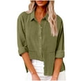 thumbnail image 1 of Women Long Sleeve Blouse Womens Button Down Shirt Lapel Loose Cotton Lieen Tops Front Pockets Casual Office Tunic Tops Turn Down Collar Tees Shirts Loose Classic Blouse Dressy Top, 1 of 5