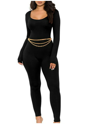 OQQ Women Yoga Jumpsuits Workout Ribbed Long Sleeve Sport Jumpsuits :  : Clothing, Shoes & Accessories