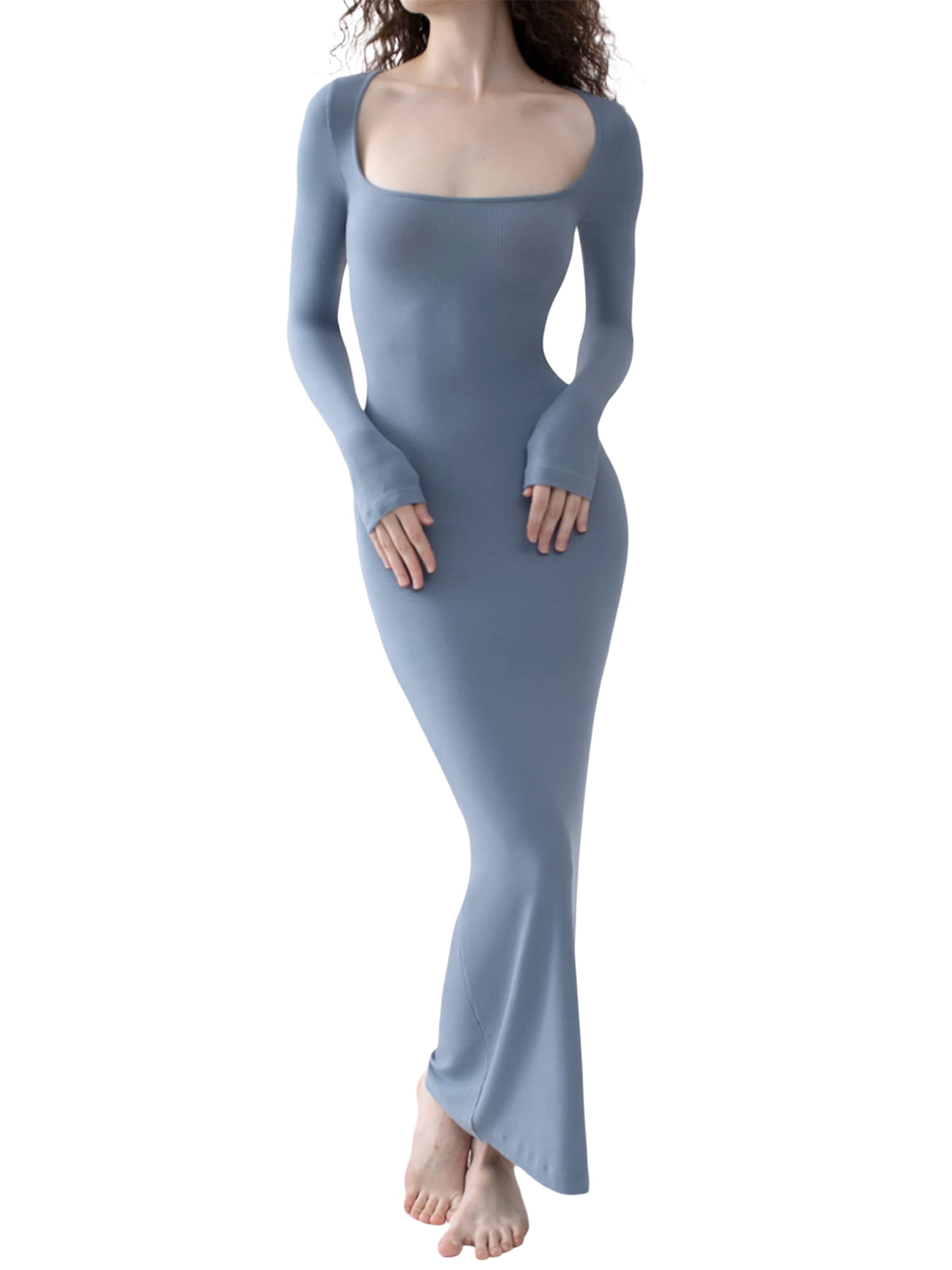 NEWALRIN☆Slim square neck long knit dress a4d62a7a-3d1b-4968-ba29-