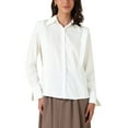 thumbnail image 1 of Women Long Sleeve Button Down Shirts Casual Chiffon Blouses Collared Work Tops 2025 S White, 1 of 6
