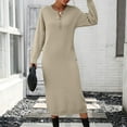 thumbnail image 1 of Women Long Sleeve Button V Neck Oversized Casual Loose Fit Knit Fall Midi Sweater Dress Trendy Outfits Midi Dress plus Size Long Bridesmaid Dress Long Maxi Dresses for Women Backless Long Sleeve Dress, 1 of 9