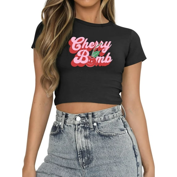 ZXSXSY Womens Short Sleeve Graphic Crop Tops Vintage Tees Summer Cute T Shirts