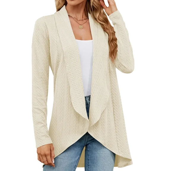 Women Long Sleeve Cardigan Lapel Neck Sweatshirt