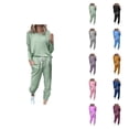 thumbnail image 1 of Women Long Sleeve Color Block Patchwork Crewneck T Shirt Top Blouse And Long Pants Leggings Casual Outfit Set Womens Pants Casual, 1 of 5