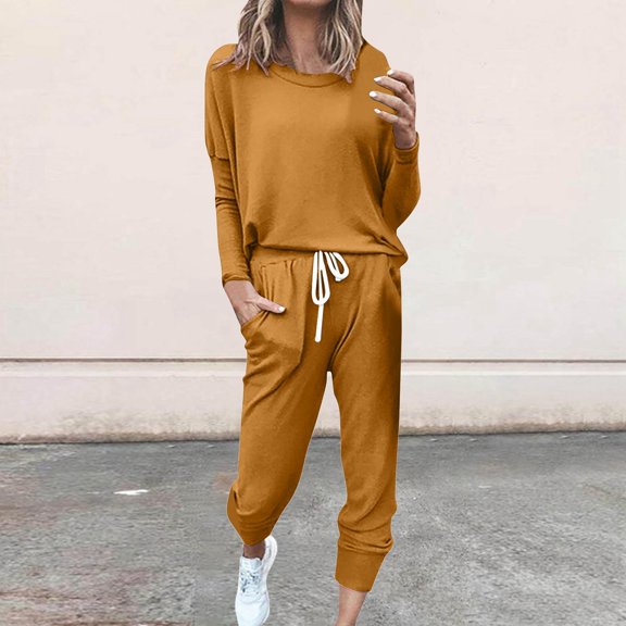 Women Long Sleeve Color Block Patchwork Crewneck T Shirt Top Blouse And Long Pants Leggings Casual Outfit Set Girls Interview Suit Womens Suit Dress plus Size Dresses for Wedding Womens Dress Pants