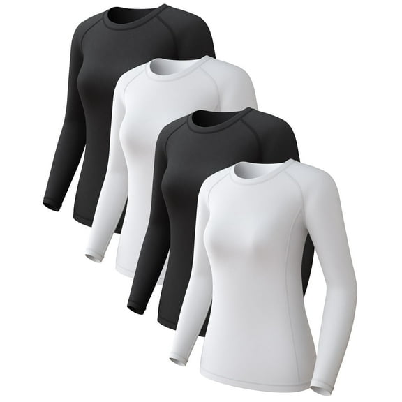 CL convallaria 4 Pack Athletic Workout Shirts for Women - SPF Long Sleeve Sun Protection Undershirt Cooling Quick-Dry for Yoga & Hiking