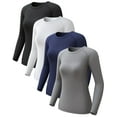 thumbnail image 1 of CL convallaria 4 Pack Athletic Workout Shirts for Women - SPF Long Sleeve Sun Protection Undershirt Cooling Quick-Dry for Yoga & Hiking, 1 of 8