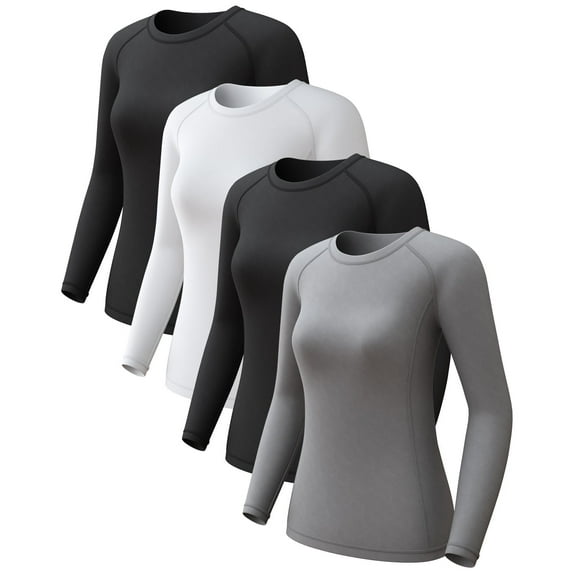 CL convallaria 4 Pack Athletic Workout Shirts for Women - SPF Long Sleeve Sun Protection Undershirt Cooling Quick-Dry for Yoga & Hiking