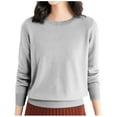 thumbnail image 1 of Women Long Sleeve Crew Neck Pullover Sweaters Loose Women's Grey Sweater Soft Light Sweaters for Women Fall, 1 of 7