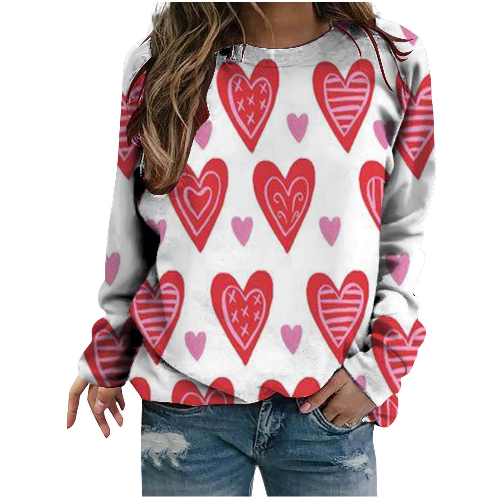 Women Long Sleeve Crew Neck Pullover Sweatshirt Clearance Sale