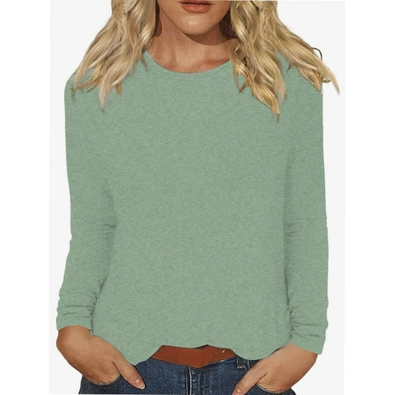 Women Long Sleeve Crew Neck Slim Fit Stretchy Layer T Shirts Tops