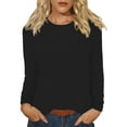 thumbnail image 1 of Women Long Sleeve Crew Neck Slim Fit Stretchy Layer T Shirts Tops, 1 of 6