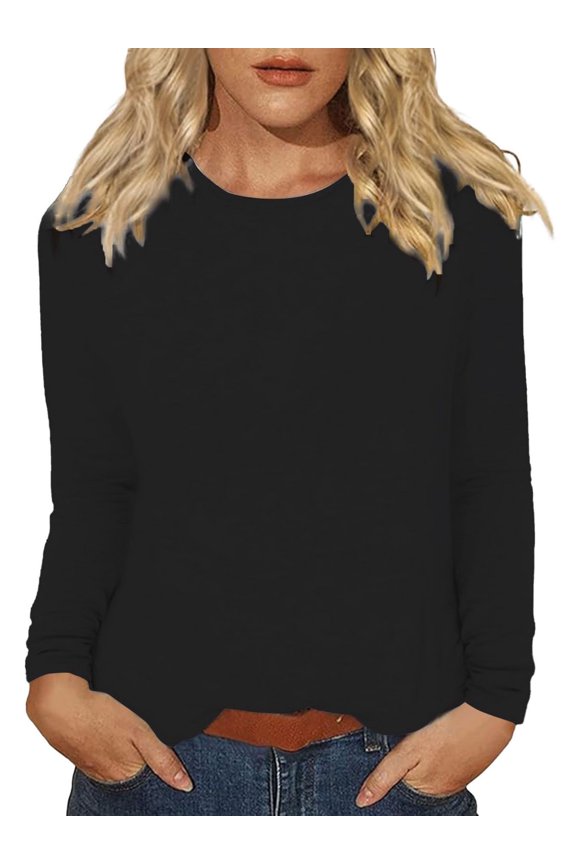 Women Long Sleeve Crew Neck Slim Fit Stretchy Layer T Shirts Tops