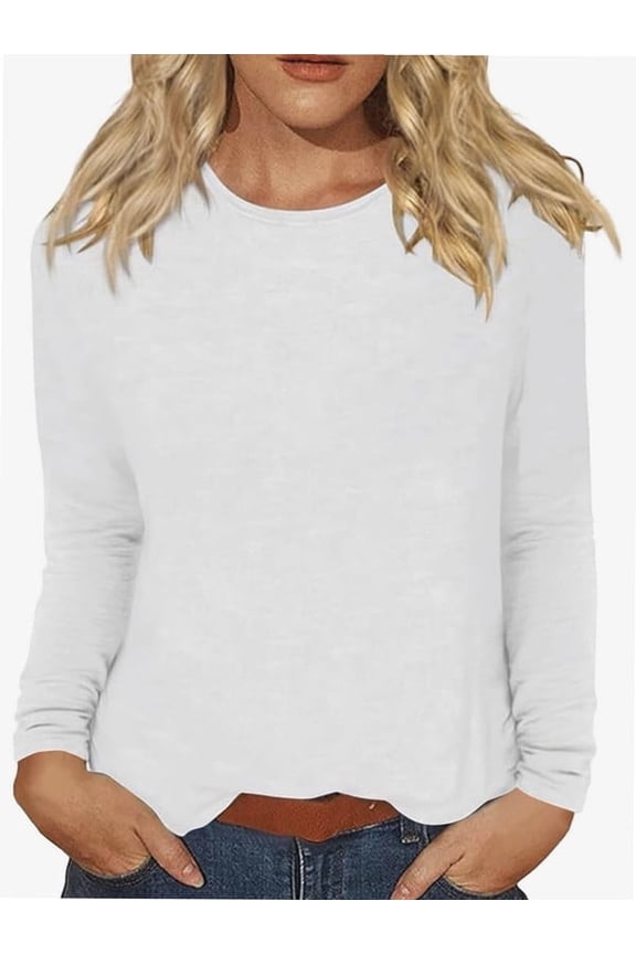 Women Long Sleeve Crew Neck Slim Fit Stretchy Layer T Shirts Tops