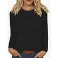 thumbnail image 1 of Women Long Sleeve Crew Neck Slim Fit Stretchy Layer T Shirts Tops, 1 of 6