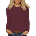 thumbnail image 1 of Women Long Sleeve Crew Neck Slim Fit Stretchy Layer T Shirts Tops, 1 of 6