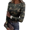 thumbnail image 1 of Women Long Sleeve Crewneck Rib Knit Slim Fit Ribbed Shirts Fall Casual T-Shirt Workout Tees, 1 of 5