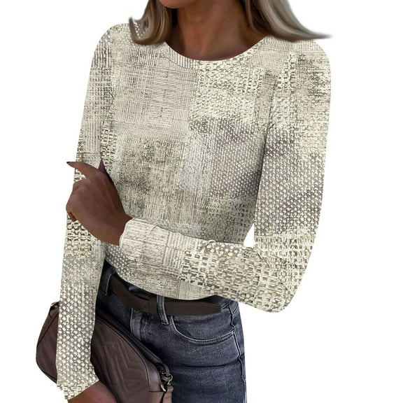 Women Long Sleeve Crewneck Rib Knit Slim Fit Ribbed Shirts Fall Casual T-Shirt Workout Tees