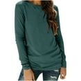 thumbnail image 1 of Women Long Sleeve Crewneck Shirts Casual Solid Tunic Tops for Leggings Comfy Pullover Shirt Blouses, 1 of 5