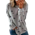 thumbnail image 1 of Women Long Sleeve Crewneck Sweatshirt Side Split Pullover Tops, 1 of 3
