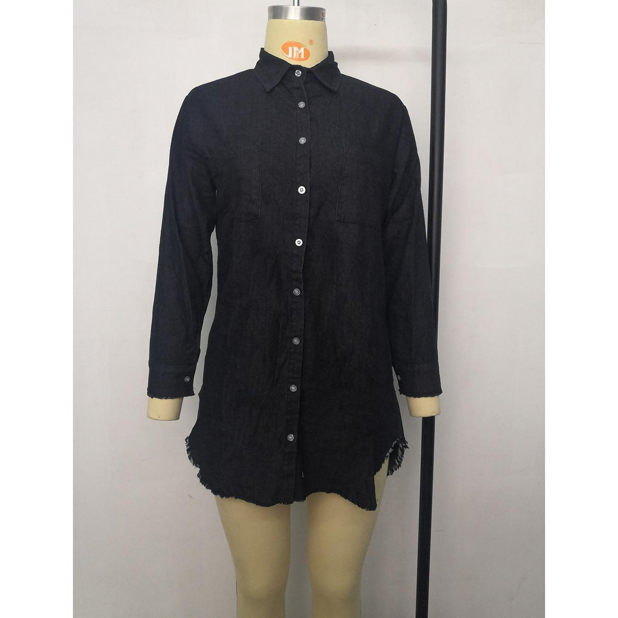 Black Denim Jacket with Black Crew-neck T-shirt Outfits For Women