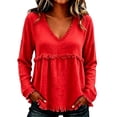 thumbnail image 1 of Women Long Sleeve Fringe Tops Western Outfit V Tops Neck Tops Oversized Shirts Flowy Tops Summer Work Top Cute Long Sleeve Tops Cute Tops Fall Outfits Layering Tops Lightweight Top, 1 of 5