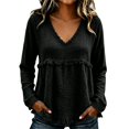 thumbnail image 1 of Women Long Sleeve Fringe Tops Western Outfit V Tops Neck Tops Oversized Shirts Going Out Tops Fall Outfits Business Casual Tops Workout Tops Basic Long Sleeve Shirts Casual Top, 1 of 5