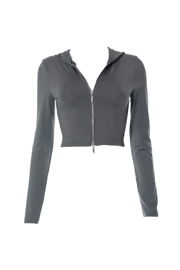 Women Long Sleeve Hoodie Crop Top Zipper Slim Fitted Cropped Shirt Blouse Going Out Tops Casual Workout Tops Gifts