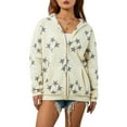 thumbnail image 1 of Women Long Sleeve Hoodie Jacket, Star Pattern Vintage Streetwear Zipper Down Clothes, 1 of 9