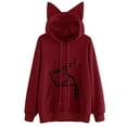 thumbnail image 1 of Women Long Sleeve Hoodies Sweatshirt Cat Print and Ear Kangaroo Pocket Pullover, 1 of 3