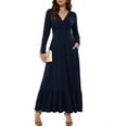 thumbnail image 1 of Women Long Sleeve Loose Plain Evening Maxi Dress Casual Long Dresses with Pockets, 1 of 9