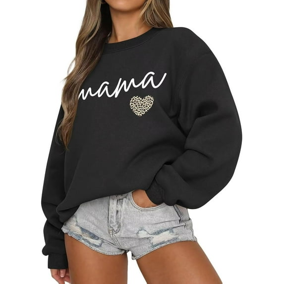 Women Long Sleeve Mama Sweatshirts Crewneck Casual Fall Pullover Tops