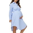 thumbnail image 1 of Women Long Sleeve Maternity Nursing Dress Casual V Neck Breastfeeding Loungewear Ribbed Knit Pregnancy Dresses Blue M, 1 of 5