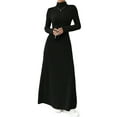thumbnail image 1 of Women Long Sleeve Maxi Dress Fall Winter Casual Turtle Neck Ribbed Knit Bodycon Going Out Dresses Black L, 1 of 7