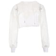 thumbnail image 1 of Women Long Sleeve Mesh Fishnet Hoodie Crop Top Neon Solid Color Hollow Out Drawstring Sweatshirt Pullover Cover Up Shrug, 1 of 19