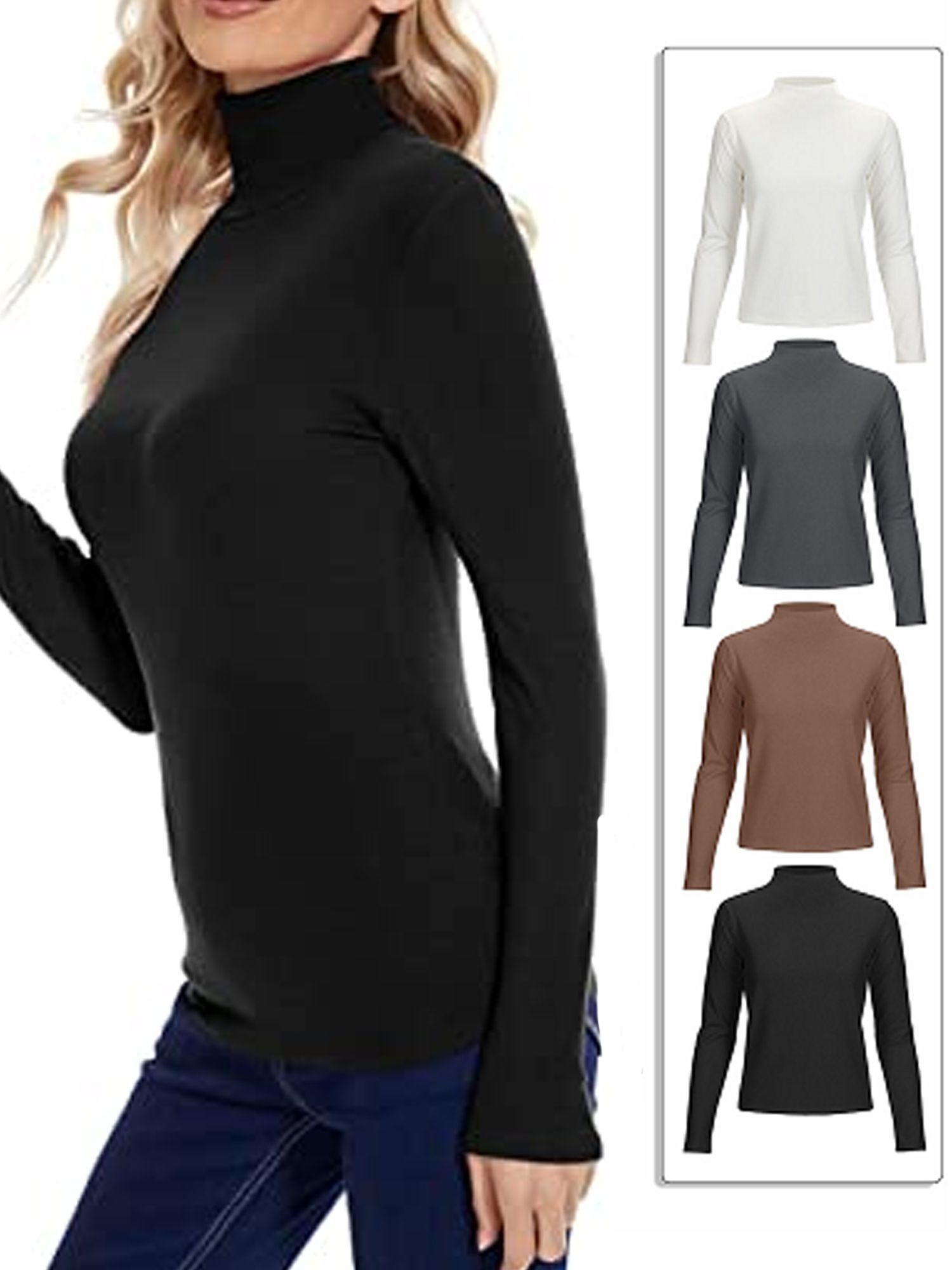 EXCELLENT THERMAL Womens Mock Turtleneck Tops Long Sleeve Shirts Slim Fit  Soft Base Layer Thermal Underwear Top B-White at  Women's Clothing  store