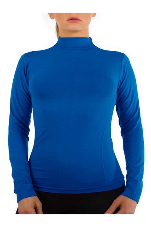 Women Long Sleeve Mock Neck Shirt Seamless Stretch Turtleneck Top Slim Fitted M-XL Plus Size