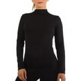 thumbnail image 1 of Women Long Sleeve Mock Neck Shirt Seamless Stretch Turtleneck Top Slim Fitted M-XL Plus Size, 1 of 6