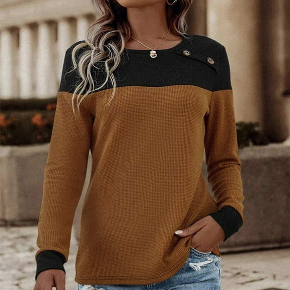 Women Long Sleeve Neck Fashion Sweaters Soft Knitted Casual Winter Pullover Sweater Loose Sweater Tops Streetwear Brown S