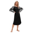 thumbnail image 1 of Women Long Sleeve Nightgown Loose Fit Sleepshirt Spring Fall Calf-Length Soft House Dress Round Neck Comfy Sleepwear Loungewear, Black S-3XL, 1 of 7
