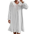 thumbnail image 1 of Women Long Sleeve Nightgown Soft Cotton Sleepwear Lace Trim Bow Ruffle Nightdress Cute Comfy Loungewear Pajamas, 1 of 7