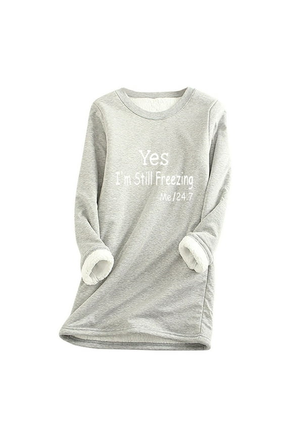 Women Long Sleeve Printed Casual Style Warm Underwear Round Neck Fashion Fall Clothes Outfits Basic Winter Clothing