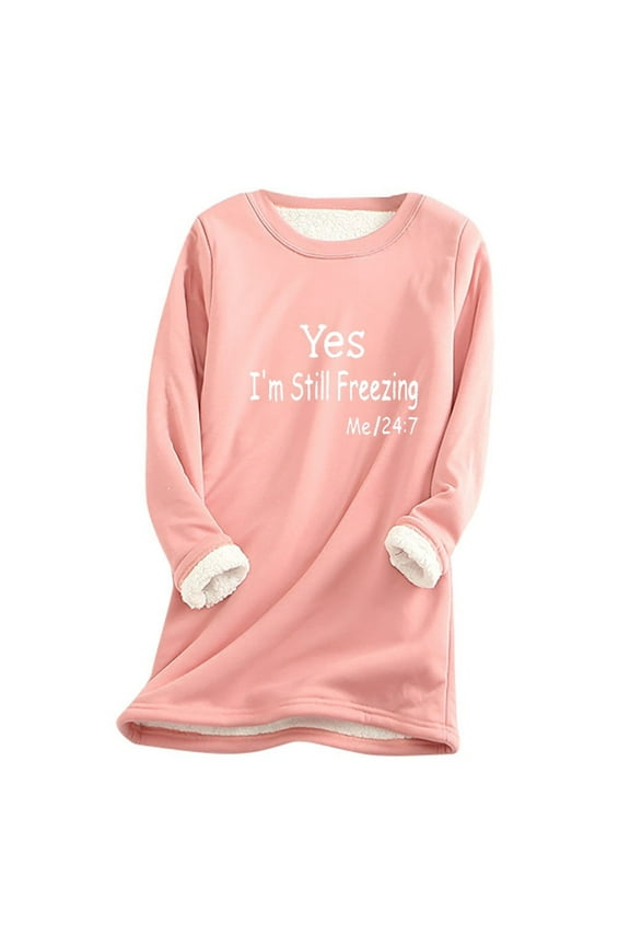 Women Long Sleeve Printed Casual Style Warm Underwear Round Neck Fashion Fall Clothes Outfits Basic Winter Clothing