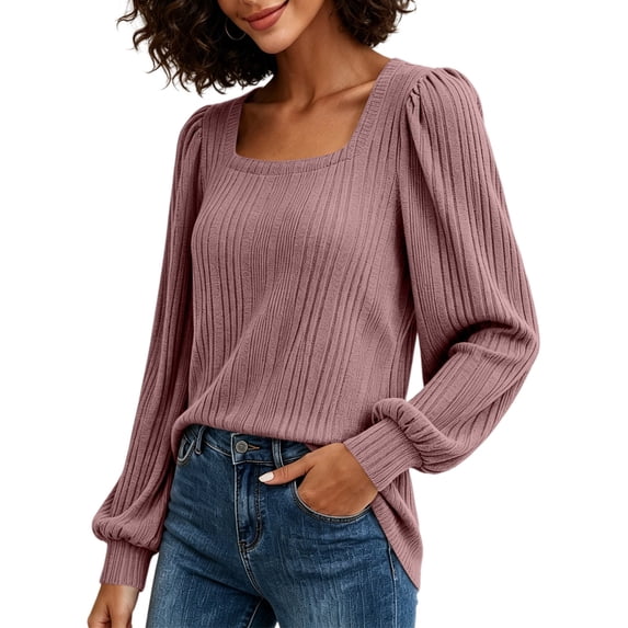 Women Long Sleeve Puff Sleeve Tops Square Neck Tank Tops Oversized Shirts Flowy Tops Comfy Clothes Fall Outfits Business Casual Tops Casual Top Layering Tops Collared Shirts