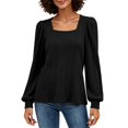 thumbnail image 1 of Women Long Sleeve Puff Sleeve Tops Square Neck Tank Tops Oversized Shirts Flowy Tops Cute Tops Layering Tops Going Out Tops Collared Shirts Workout Tops Casual Top Summer Work Top, 1 of 4