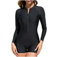 thumbnail image 1 of Women Long Sleeve Rash Guard 2 Piece with Bottom Zipper Swimsuit UPF 50 Sun Protection Bathing Suit, 1 of 7