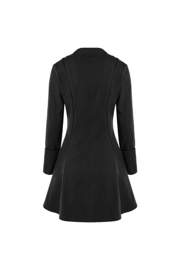 Women Long Sleeve Retro Lace Trim Button Up Vintage Irregular Tailcoat Outwear