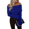 thumbnail image 1 of Women Long Sleeve Ribbed Knit Off Shoulder Sweater Fall Tops, 1 of 9