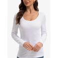 thumbnail image 1 of Women Long Sleeve Scoop Neck Slim Fitted Basic Soft T-Shirts, 1 of 6